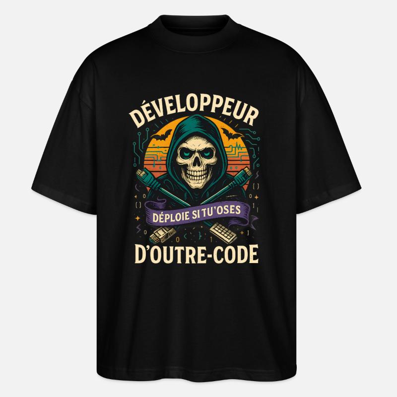Web Developer - Halloween Skull - Stanley/Stella Oversized Unisex Organic T-shirt Blaster 2.0 - black