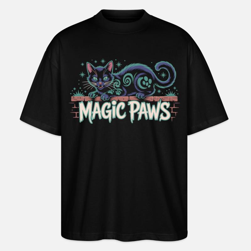 Conception magique de chat enchanté - T-shirt bio Blaster 2.0 coupe oversize Stanley/Stella Unisexe - noir