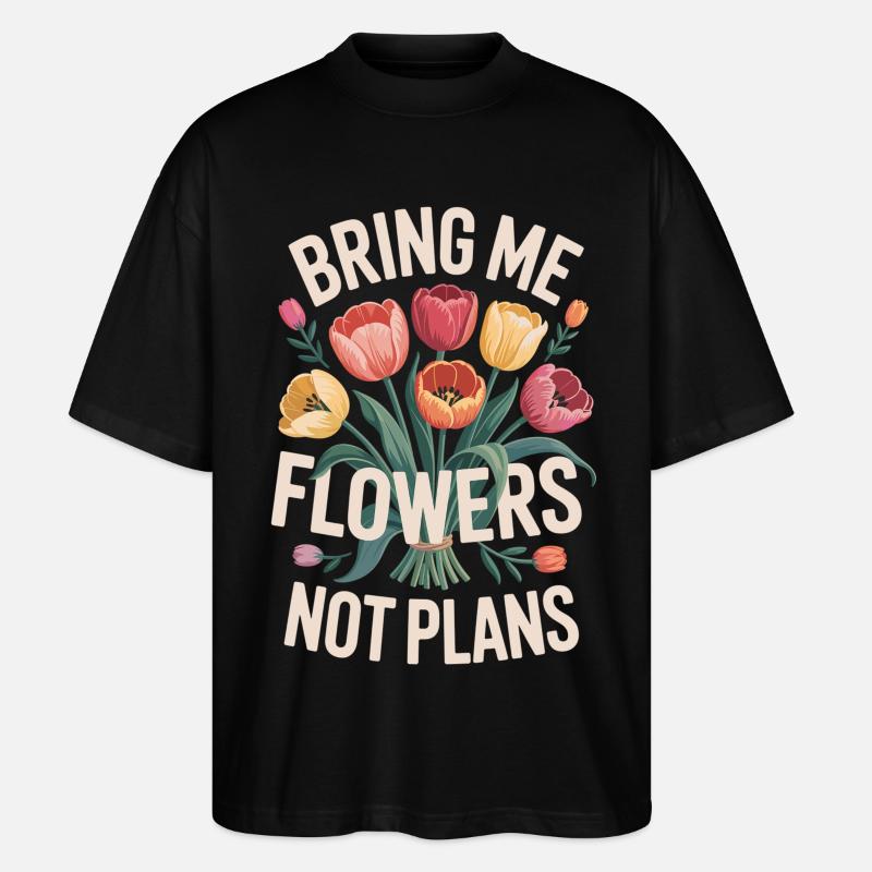 Blumenstrauß mit Wunschtext - Stanley/Stella Oversized Unisex Bio T-Shirt Blaster 2.0 - Schwarz