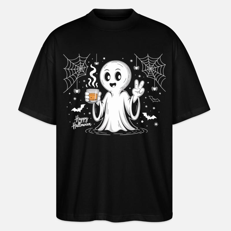 Schauriger Geist mit Halloween-Logo - Stanley/Stella Oversized Unisex Bio T-Shirt Blaster 2.0 - Schwarz