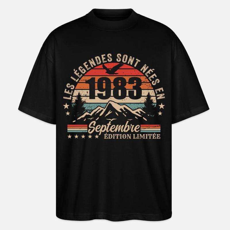 Legendär seit September 1983 | September 1983 - Stanley/Stella Oversized Unisex Bio T-Shirt Blaster 2.0 - Schwarz