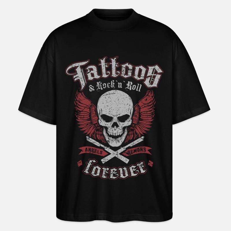 Tattoos & Rock N Roll Forever - Stanley/Stella Oversized Unisex Bio T-Shirt Blaster 2.0 - Schwarz