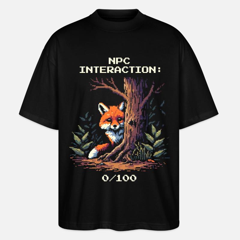 NPC Interaction: 0/100 | Introversion humor - Stanley/Stella Oversized Unisex Organic T-shirt Blaster 2.0 - black