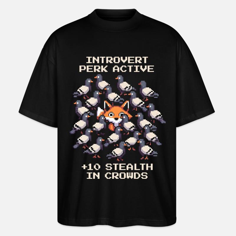 Perk aktiv: +10 Tarnung | Introvertiert - Stanley/Stella Oversized Unisex Bio T-Shirt Blaster 2.0 - Schwarz