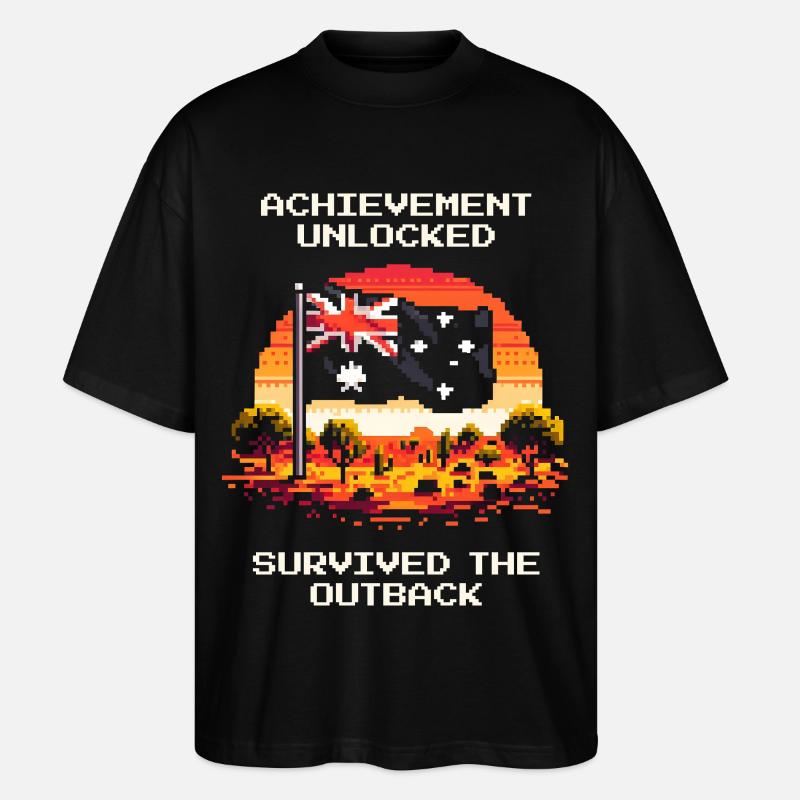 Achievement: Outback überlebt | Australien - Stanley/Stella Oversized Unisex Bio T-Shirt Blaster 2.0 - Schwarz