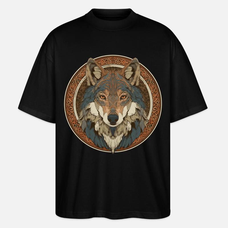 Legendenhafter Wolf mit keltischem Muster - Stanley/Stella Oversized Unisex Bio T-Shirt Blaster 2.0 - Schwarz