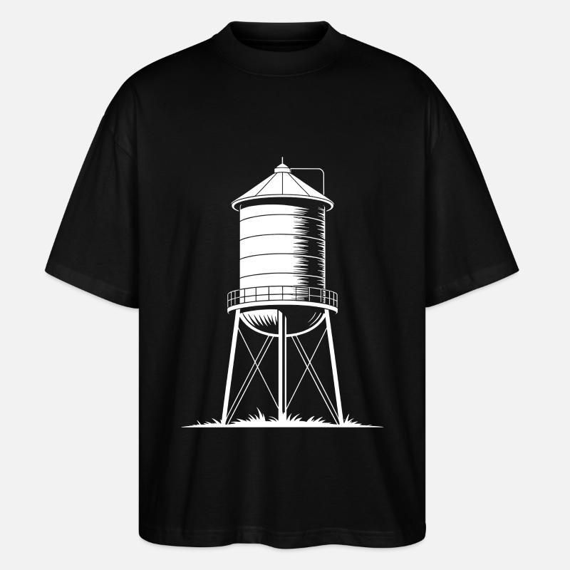 Water Tower Tank Elevated Potable - Stanley/Stella Oversized Unisex Organic T-shirt Blaster 2.0 - black