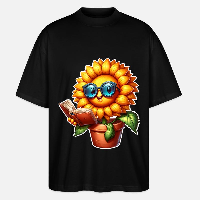 Sonnenblume Lesen Buch - Stanley/Stella Oversized Unisex Bio T-Shirt Blaster 2.0 - Schwarz