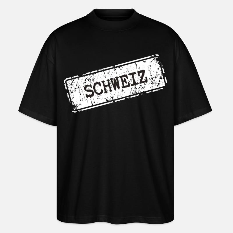 Schweiz Stempel Design - Stanley/Stella Oversized Unisex Bio T-Shirt Blaster 2.0 - Schwarz