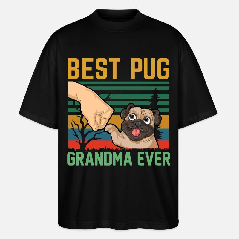 Mops-Oma - Stanley/Stella Oversized Unisex Bio T-Shirt Blaster 2.0 - Schwarz