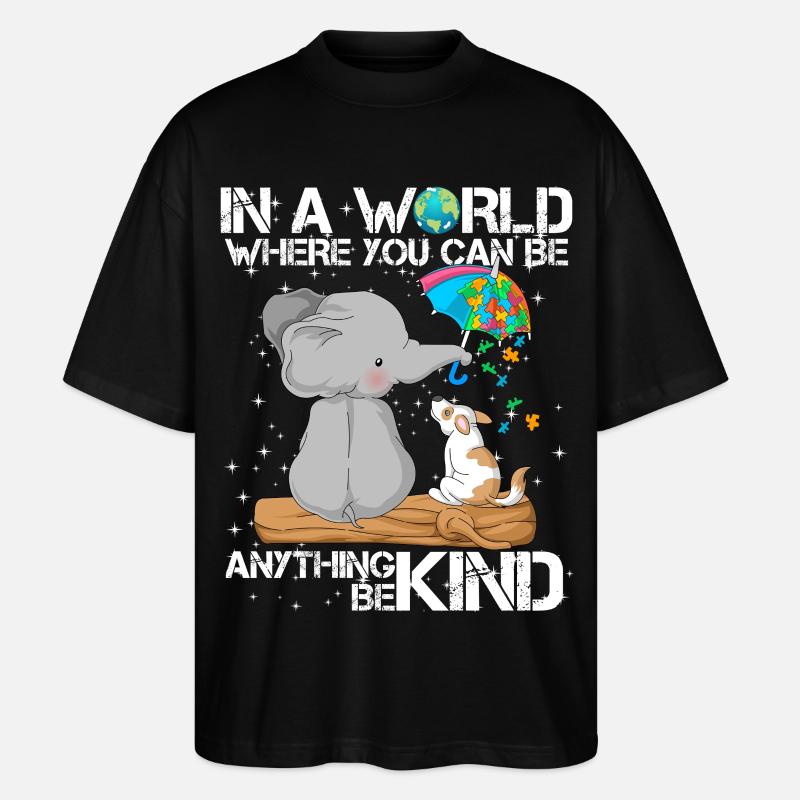 Sensibilisation à l’autisme Chien éléphant - T-shirt bio Blaster 2.0 coupe oversize Stanley/Stella Unisexe - noir