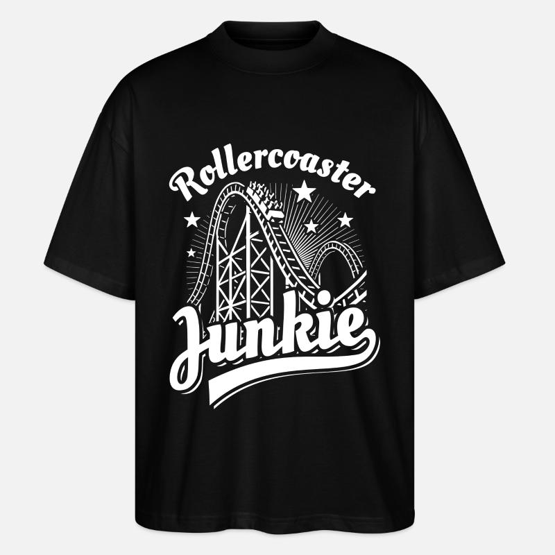 Rollercoaster Junkie - Roller Coaster - Loop - Stanley/Stella Oversized Unisex Organic T-shirt Blaster 2.0 - black