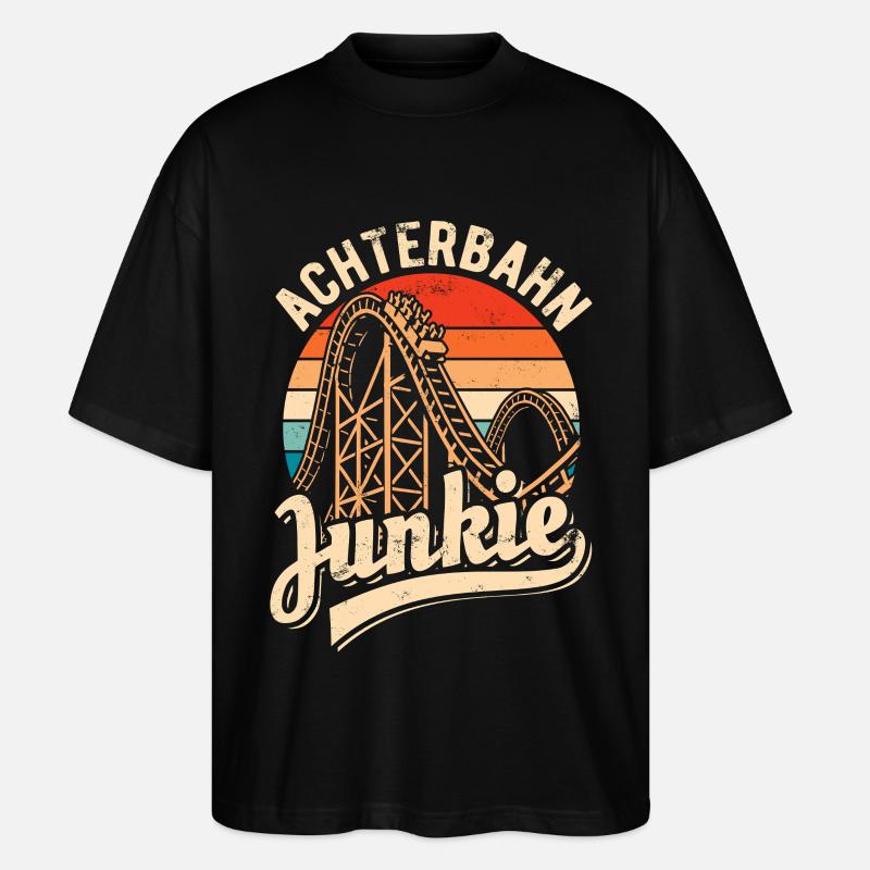 Achterbahn Junkie - Adrenalin Fan - Looping - Stanley/Stella Oversized Unisex Bio T-Shirt Blaster 2.0 - Schwarz