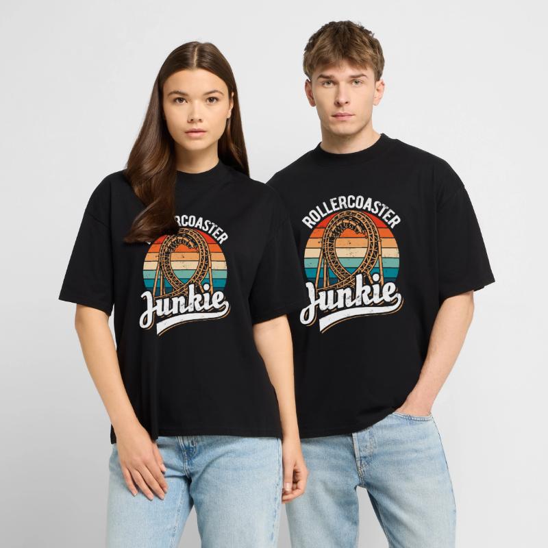 Rollercoaster Junkie - Roller Coaster - Loop Stanley/Stella Oversized Unisex Organic T-shirt Blaster 2.0