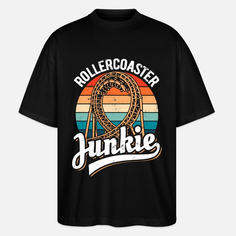 Rollercoaster Junkie - Roller Coaster - Loop - Stanley/Stella Oversized Unisex Organic T-shirt Blaster 2.0 - black