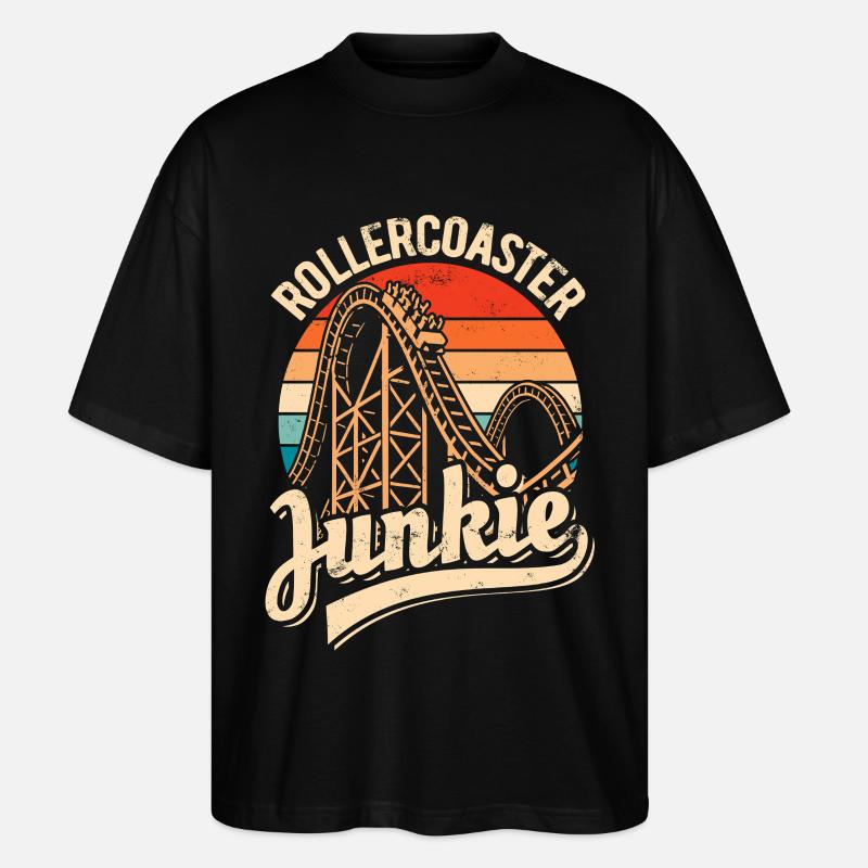 Rollercoaster Junkie - Roller Coaster - Boucle - T-shirt bio Blaster 2.0 coupe oversize Stanley/Stella Unisexe - noir