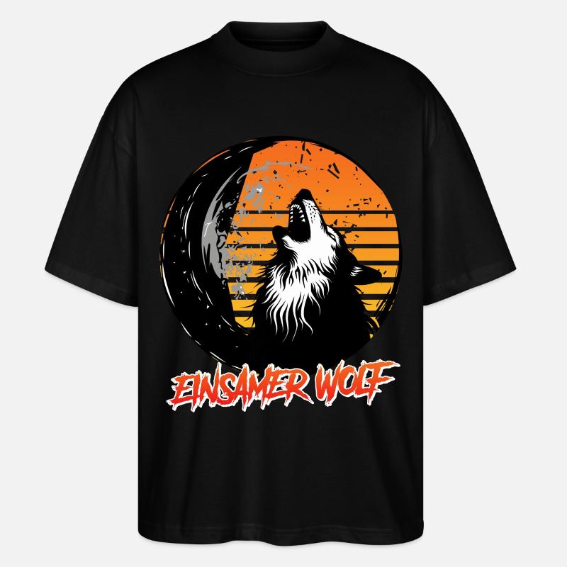 Wolf Spirit EINSAMER WOLF Retro Lustiges - T-shirt bio Blaster 2.0 coupe oversize Stanley/Stella Unisexe - noir