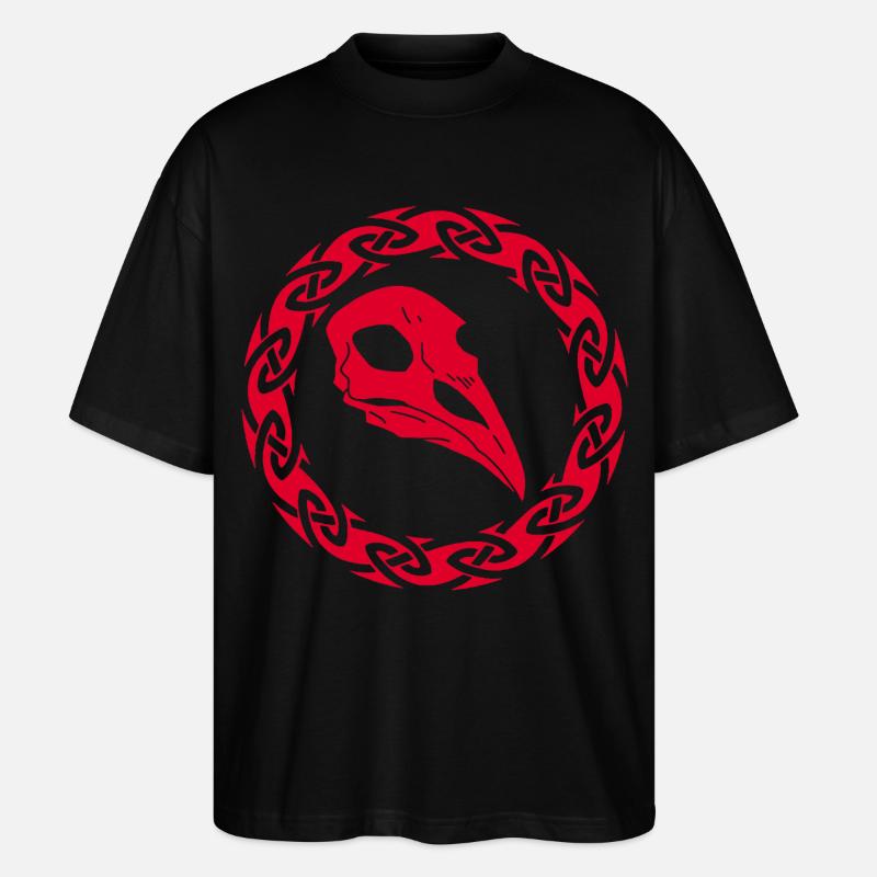 Roter Wikinger Rabe Schädel - Stanley/Stella Oversized Unisex Bio T-Shirt Blaster 2.0 - Schwarz