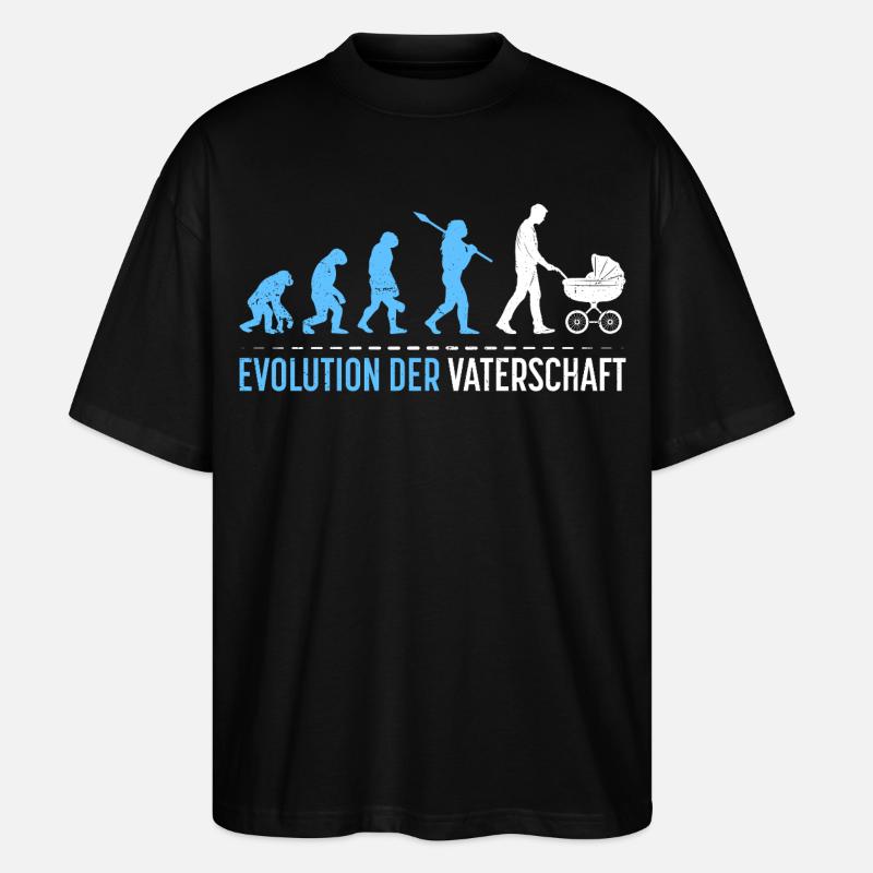 Werdender Vater EVOLUTION DER VATERSCHAFT Lustig - Stanley/Stella Oversized Unisex Bio T-Shirt Blaster 2.0 - Schwarz