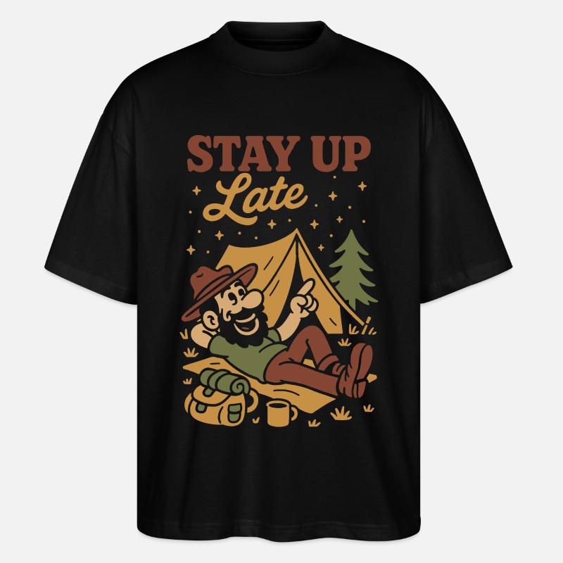 Lustiger Camping Camper Sternenhimmel - Stanley/Stella Oversized Unisex Bio T-Shirt Blaster 2.0 - Schwarz