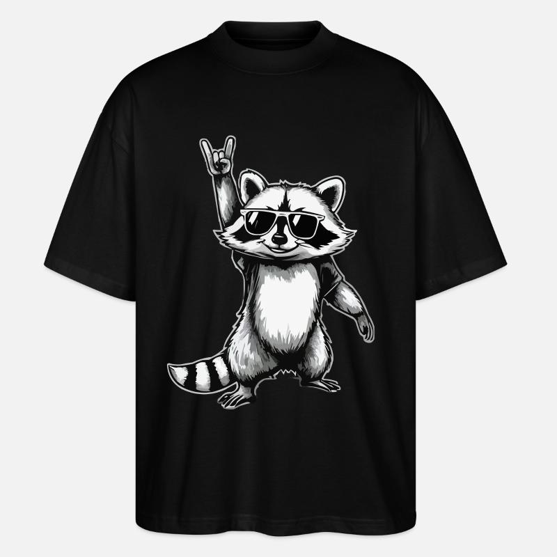 Waschbär rockt - Stanley/Stella Oversized Unisex Bio T-Shirt Blaster 2.0 - Schwarz