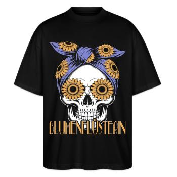 Blumenflüsterin - Garten - Stanley/Stella Oversized Unisex Bio T-Shirt Blaster 2.0 - Schwarz - Vorne - Alina (178cm) & Michal (187cm)