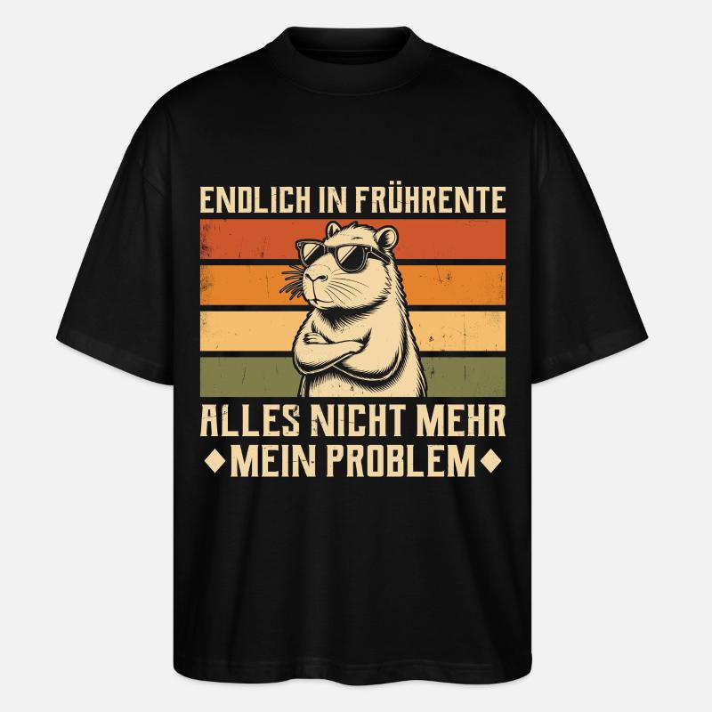 Endlich in Frührente - Capybara - Altersteilzeit - Stanley/Stella Oversized Unisex Bio T-Shirt Blaster 2.0 - Schwarz