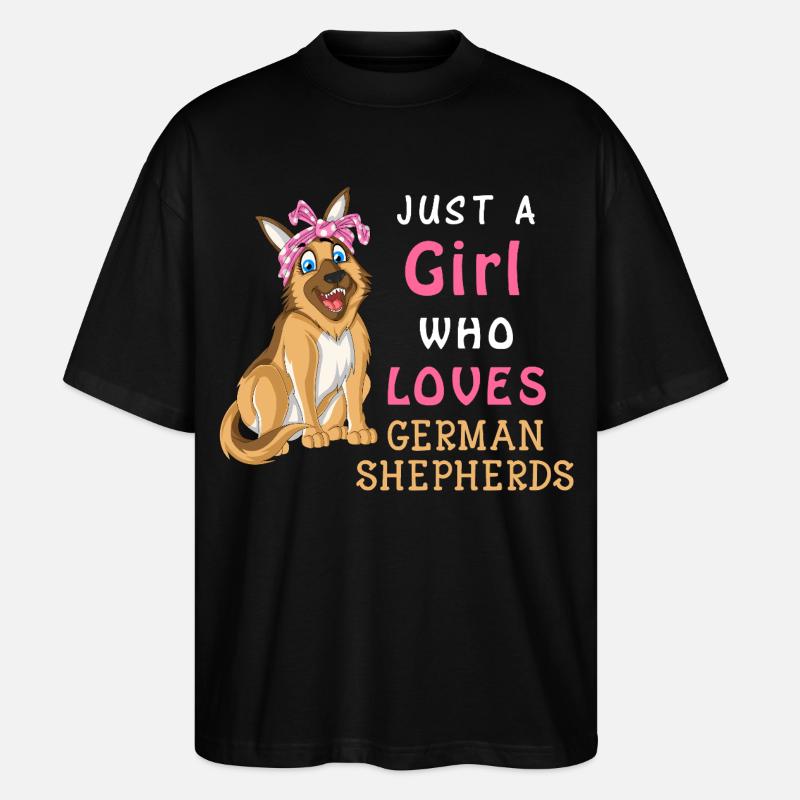 Mädchen liebt Deutschen Schäferhund - Stanley/Stella Oversized Unisex Bio T-Shirt Blaster 2.0 - Schwarz