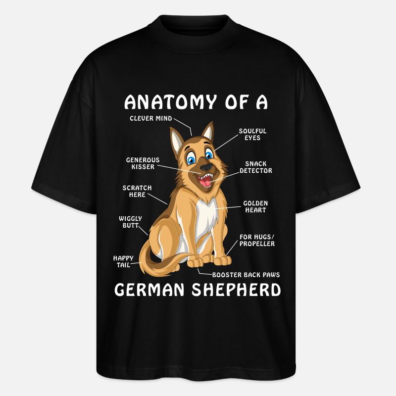 Anatomie des Deutschen Schäferhundes - Stanley/Stella Oversized Unisex Bio T-Shirt Blaster 2.0 - Schwarz