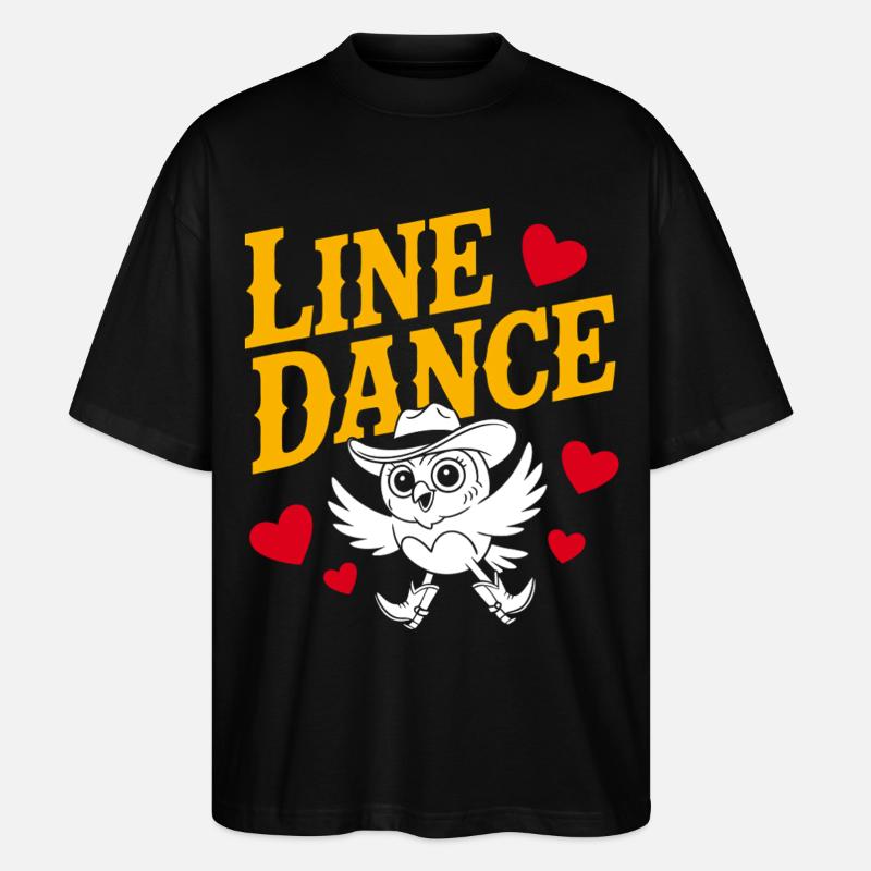 Linedance Eule mit Herzmotiven - Stanley/Stella Oversized Unisex Bio T-Shirt Blaster 2.0 - Schwarz