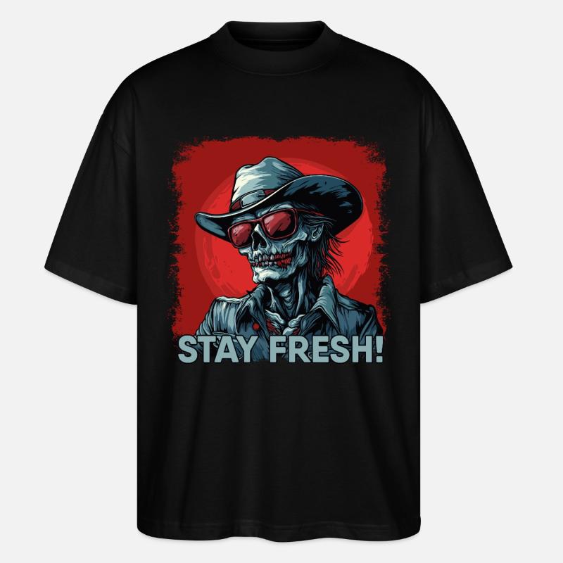 Zombie Cowboy mit Spruch - Stanley/Stella Oversized Unisex Bio T-Shirt Blaster 2.0 - Schwarz