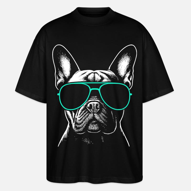 Tête de bouledogue français - T-shirt bio Blaster 2.0 coupe oversize Stanley/Stella Unisexe - noir