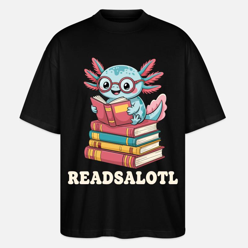 Readsalotl Axolotl-Lesebücher - Stanley/Stella Oversized Unisex Bio T-Shirt Blaster 2.0 - Schwarz