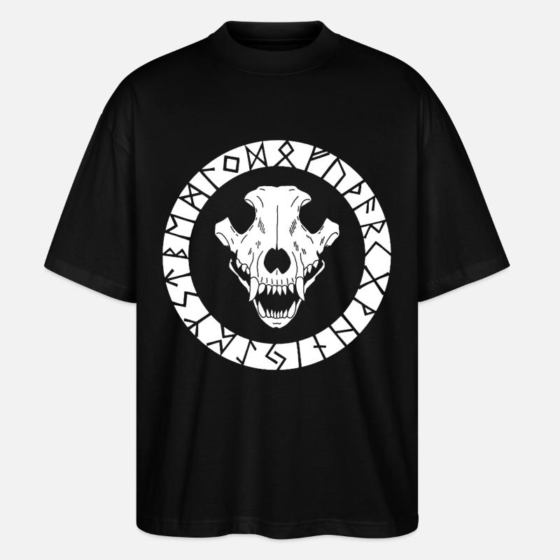 Crâne de loup viking blanc - T-shirt bio Blaster 2.0 coupe oversize Stanley/Stella Unisexe - noir