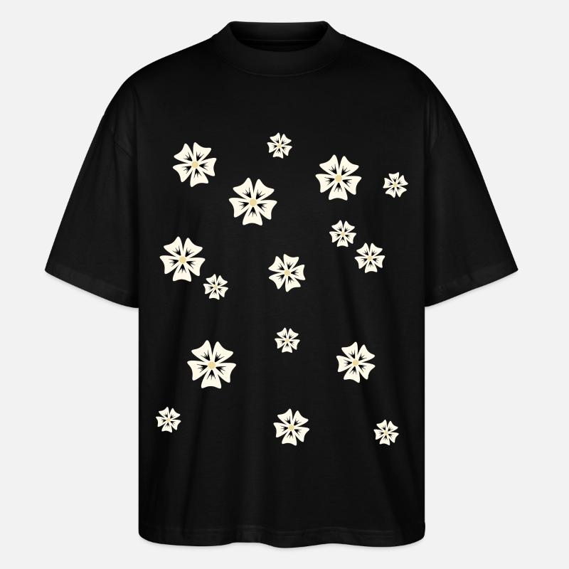 Blumenmuster in schlichtem Stil - Stanley/Stella Oversized Unisex Bio T-Shirt Blaster 2.0 - Schwarz