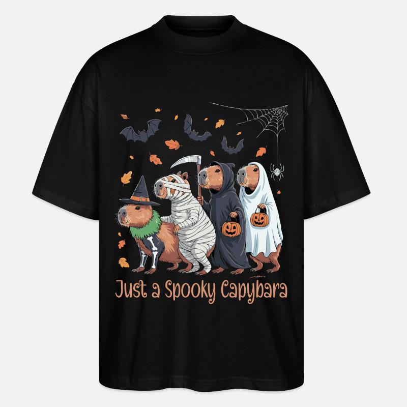 Capybara Halloween Kostüm - Stanley/Stella Oversized Unisex Bio T-Shirt Blaster 2.0 - Schwarz