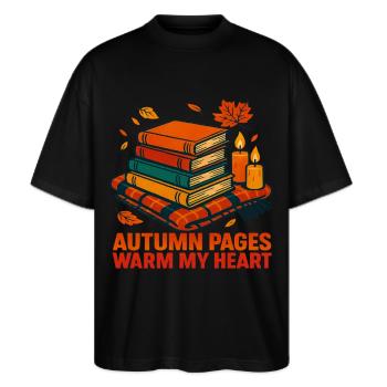 Livres de lecture d’automne Book Lover Bookworm - T-shirt bio Blaster 2.0 coupe oversize Stanley/Stella Unisexe - noir - Devant - Alina (178cm) & Michal (187cm)