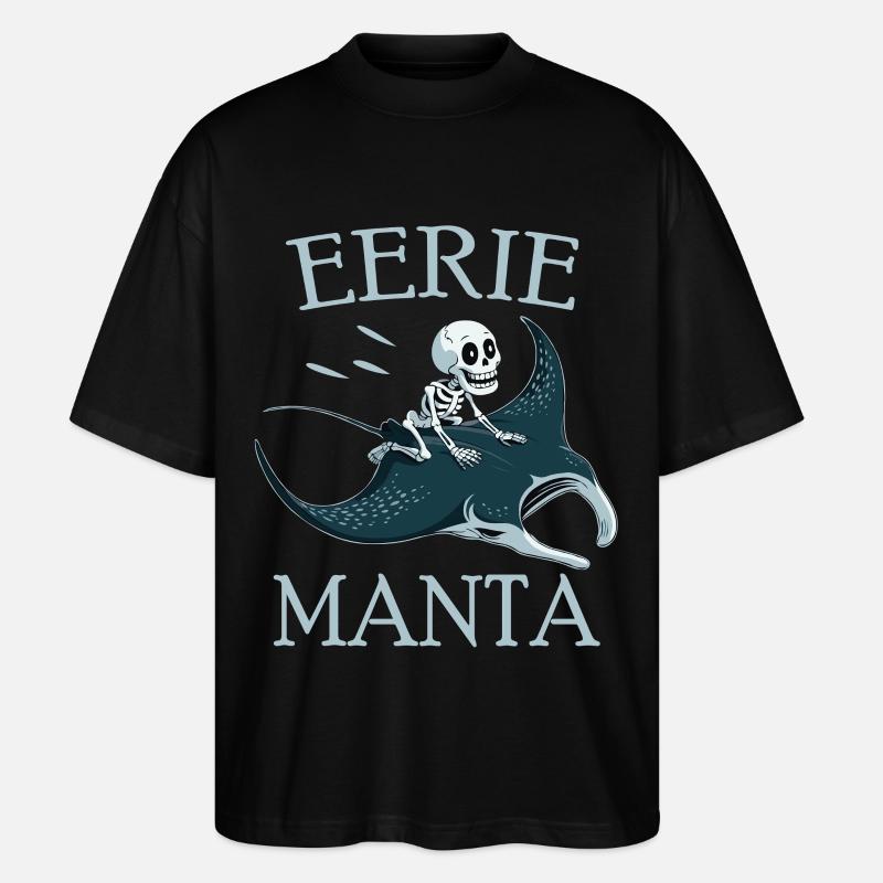 Skelett auf Mantarochen  - Stanley/Stella Oversized Unisex Bio T-Shirt Blaster 2.0 - Schwarz
