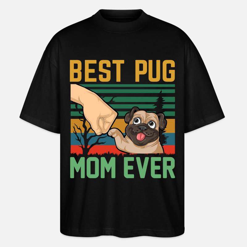 Beste Mopsmutter aller Zeiten Retro - Stanley/Stella Oversized Unisex Bio T-Shirt Blaster 2.0 - Schwarz