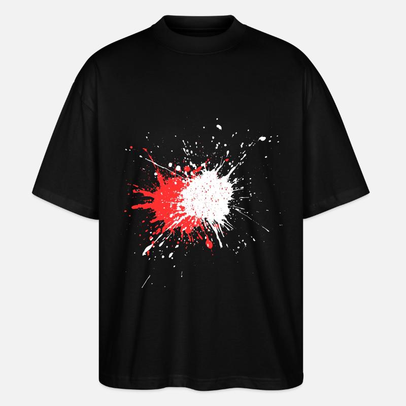 Abstrakte Farbspritztechnik auf Schwarz - Stanley/Stella Oversized Unisex Bio T-Shirt Blaster 2.0 - Schwarz