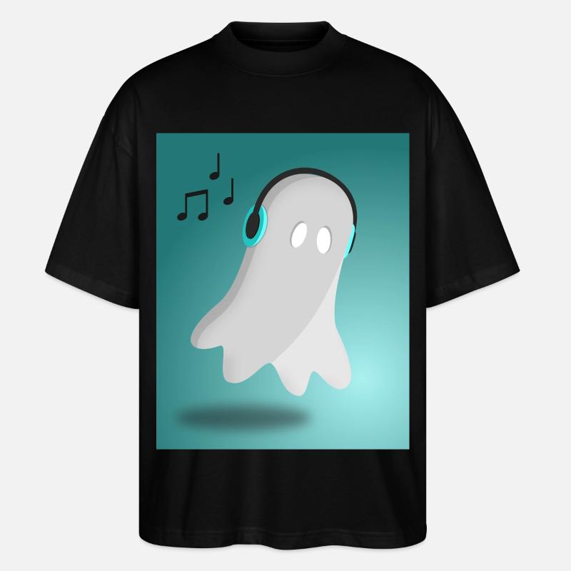 Geist mit Kopfhörern - Stanley/Stella Oversized Unisex Bio T-Shirt Blaster 2.0 - Schwarz