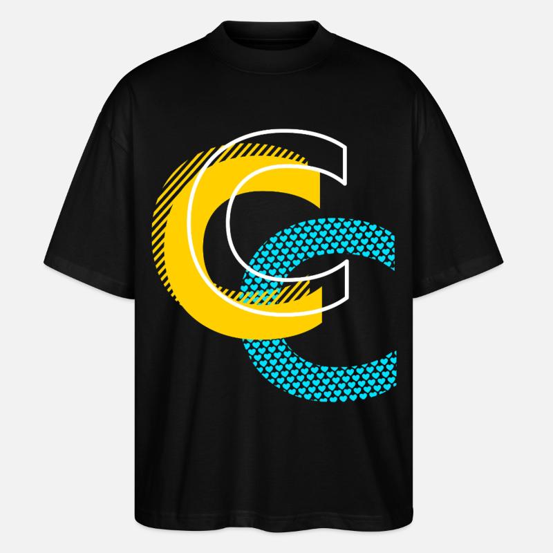 Lettre initiale C - T-shirt bio Blaster 2.0 coupe oversize Stanley/Stella Unisexe - noir