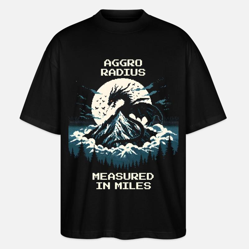Aggro-Radius | Retro Drache Pixel Art - Stanley/Stella Oversized Unisex Bio T-Shirt Blaster 2.0 - Schwarz