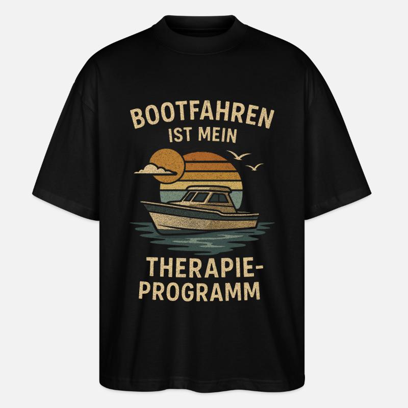 Boating is my therapy program - Stanley/Stella Oversized Unisex Organic T-shirt Blaster 2.0 - black