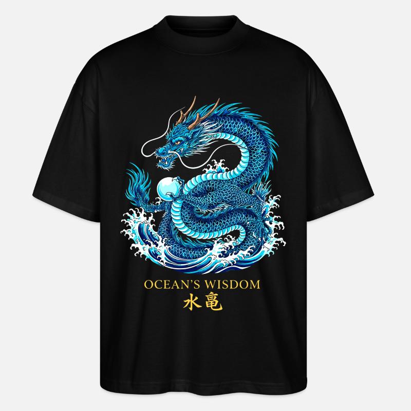 Ozean-Drache | Ocean's Wisdom - Stanley/Stella Oversized Unisex Bio T-Shirt Blaster 2.0 - Schwarz