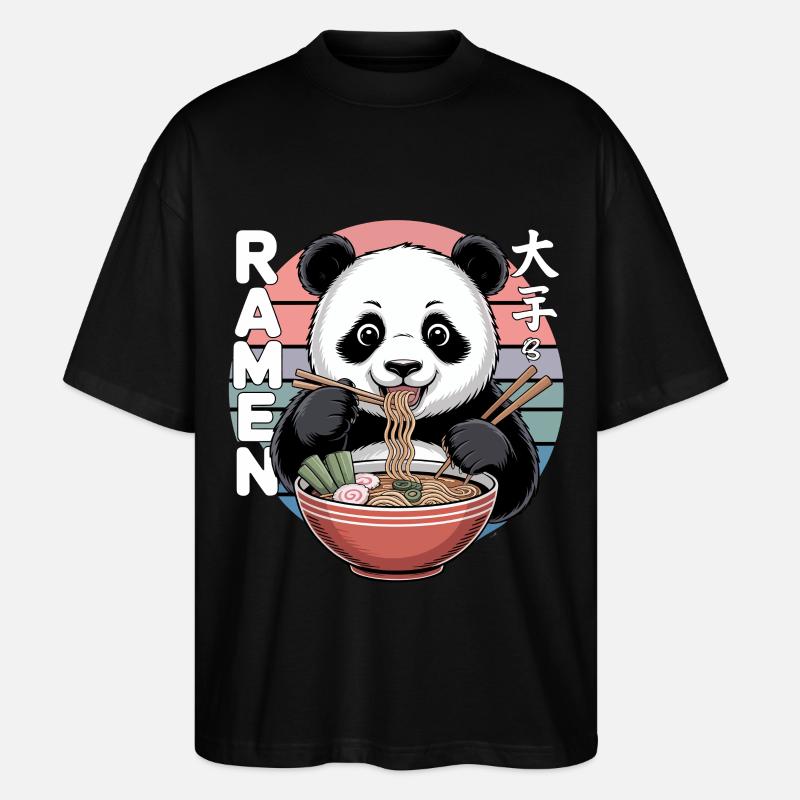 Bol à Ramen Panda Retro - T-shirt bio Blaster 2.0 coupe oversize Stanley/Stella Unisexe - noir