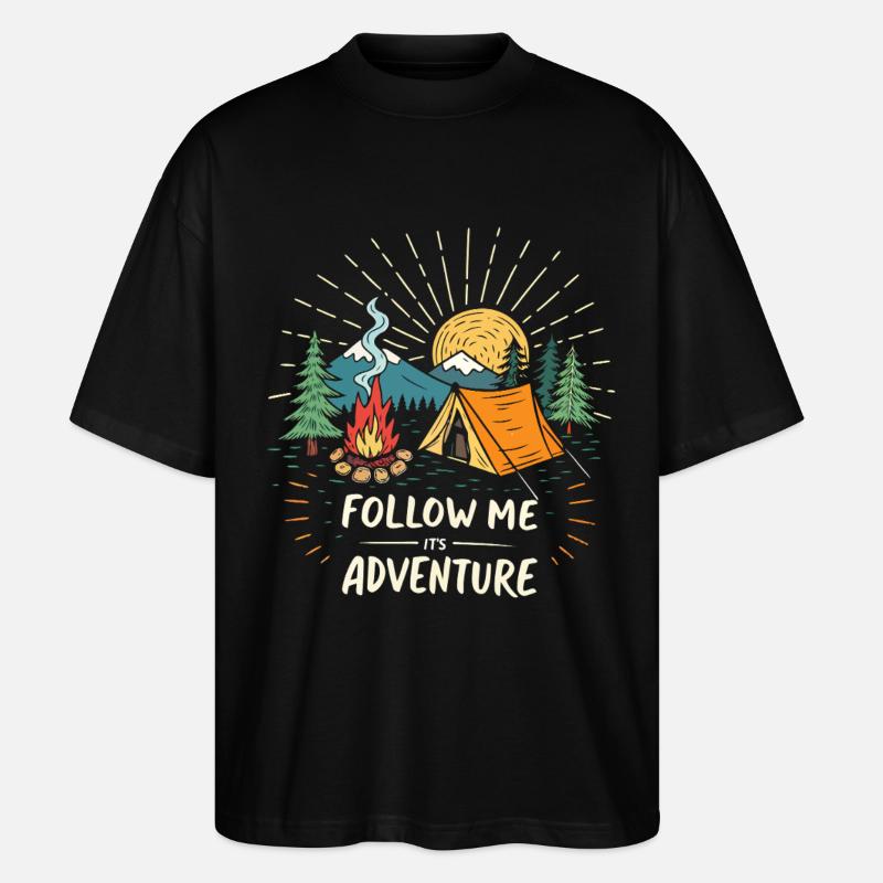 Abenteuer im Mountain Camp - Stanley/Stella Oversized Unisex Bio T-Shirt Blaster 2.0 - Schwarz