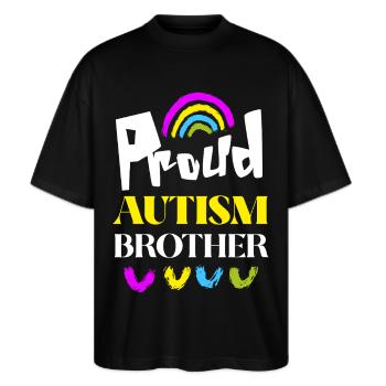 Fier frère autiste - T-shirt bio Blaster 2.0 coupe oversize Stanley/Stella Unisexe - noir - Devant - Alina (178cm) & Michal (187cm)