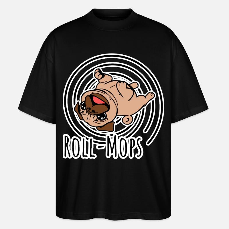 Rolling Pug - A Rolling Pug - Stanley/Stella Oversized Unisex Organic T-shirt Blaster 2.0 - black