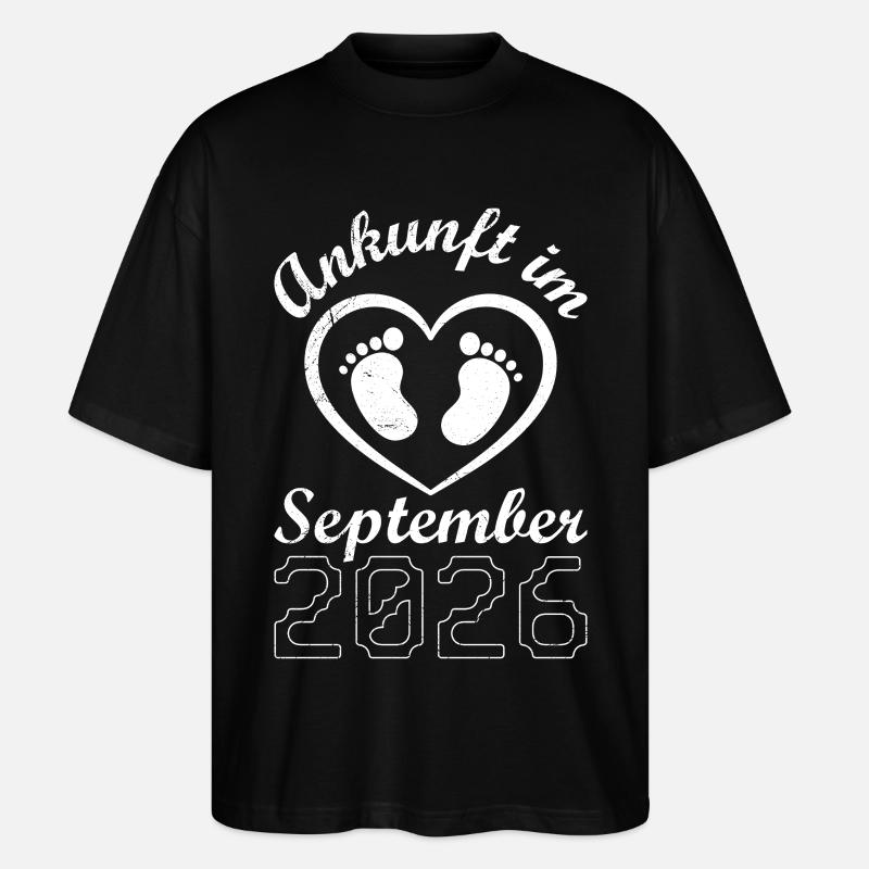 Werdende Mutter ANKUNFT IM SEPTEMBER 2026 - Stanley/Stella Oversized Unisex Bio T-Shirt Blaster 2.0 - Schwarz